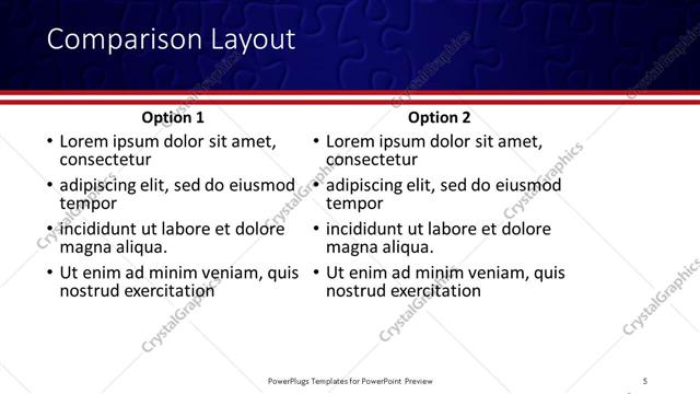 Comparison presentation slide layout