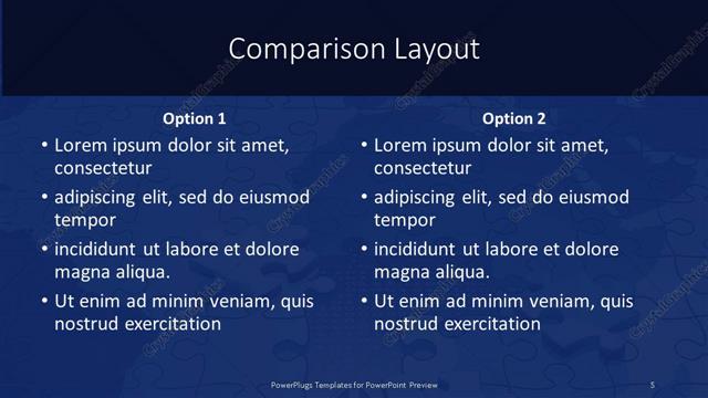 Comparison presentation slide layout