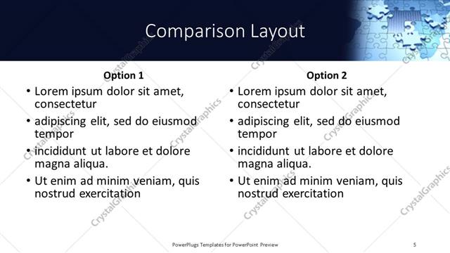 Comparison presentation slide layout
