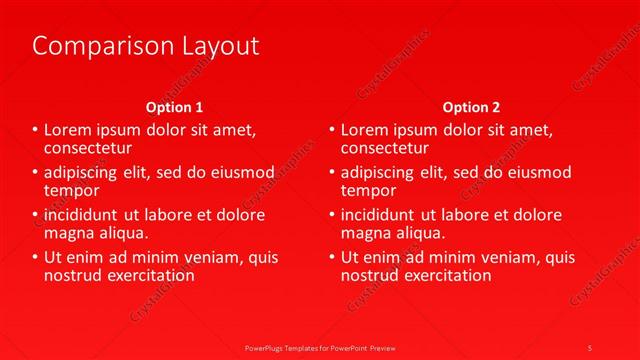 Comparison presentation slide layout