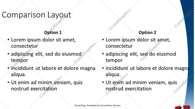 Comparison presentation slide layout