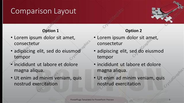 Comparison presentation slide layout
