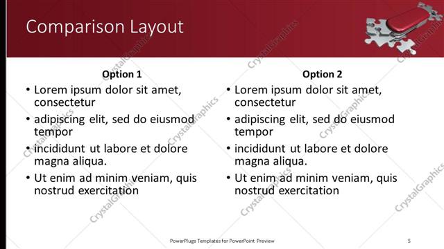Comparison presentation slide layout