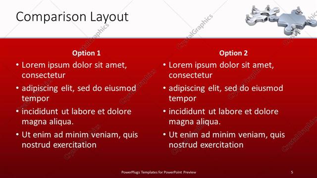 Comparison presentation slide layout