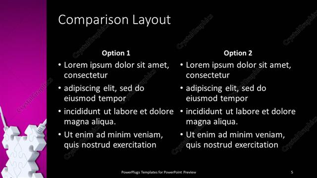 Comparison presentation slide layout
