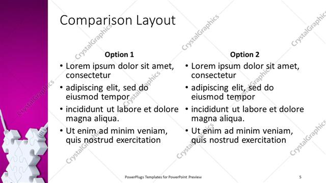 Comparison presentation slide layout