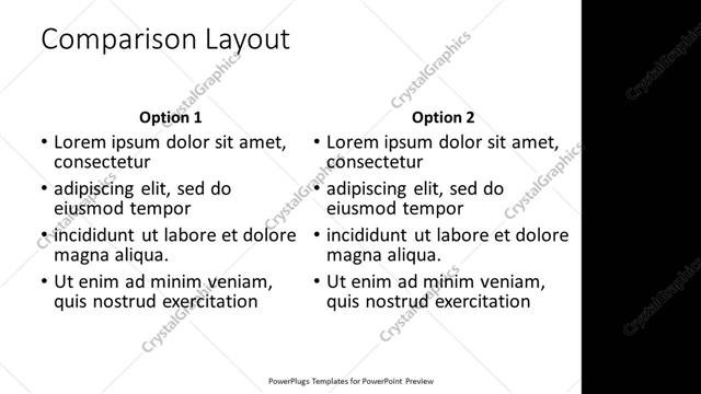 Comparison presentation slide layout