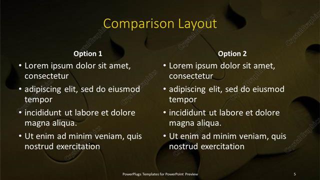 Comparison presentation slide layout