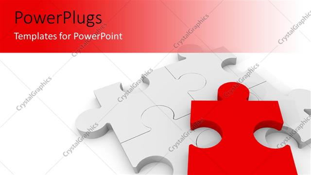  Presentation with red puzzle - A number of puzzle pieces with white background