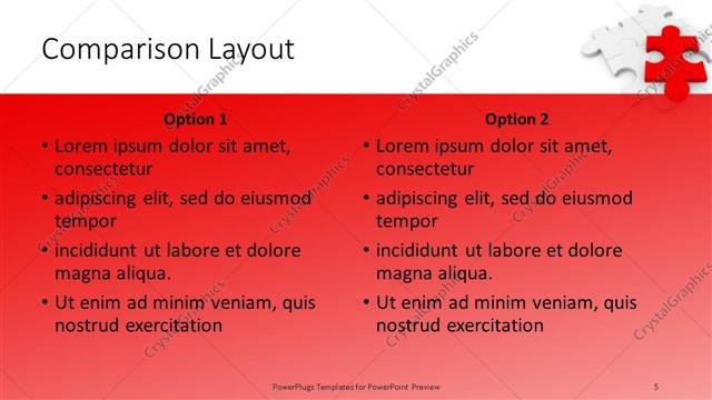 Comparison presentation slide layout