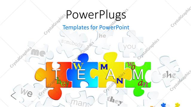  Presentation with team - A number of puzzle pieces with white background