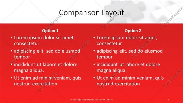 Comparison presentation slide layout