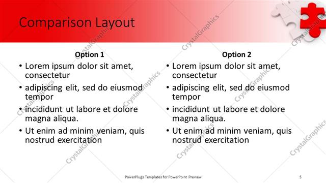 Comparison presentation slide layout