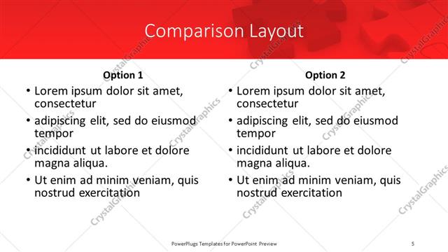 Comparison presentation slide layout