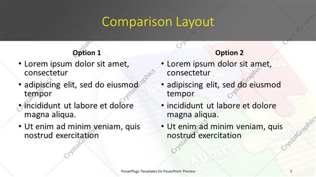 Comparison presentation slide layout