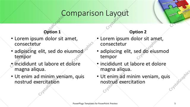 Comparison presentation slide layout