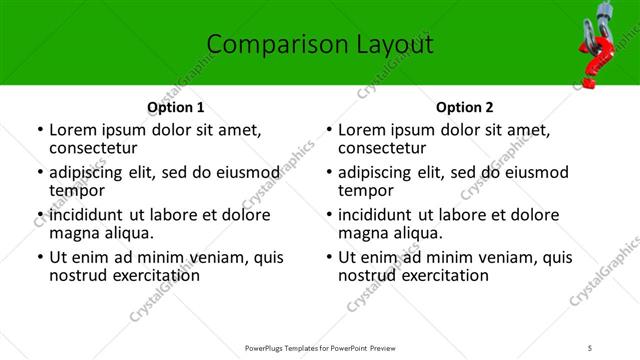 Comparison presentation slide layout
