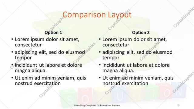 Comparison presentation slide layout