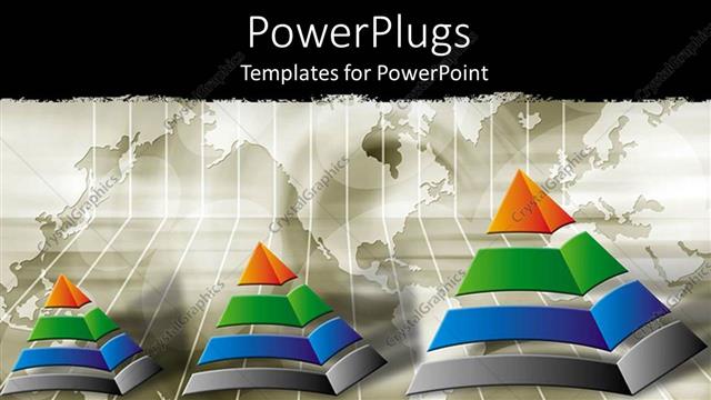  Presentation with world map - A number of pyramids with the map of the world in background