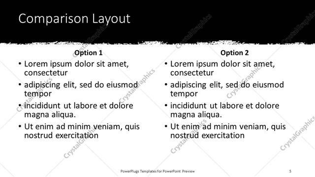 Comparison presentation slide layout