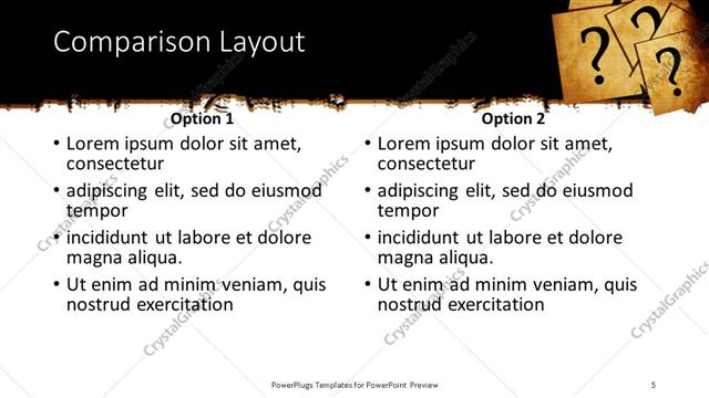 Comparison presentation slide layout