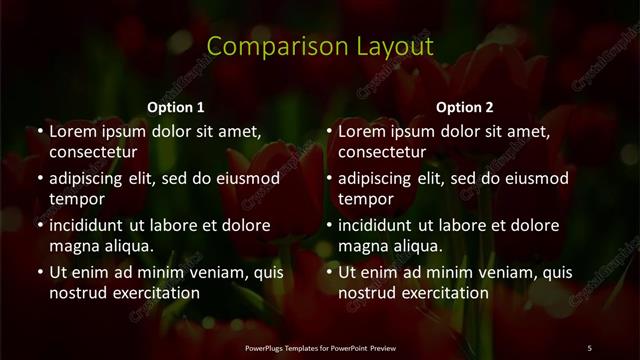 Comparison presentation slide layout