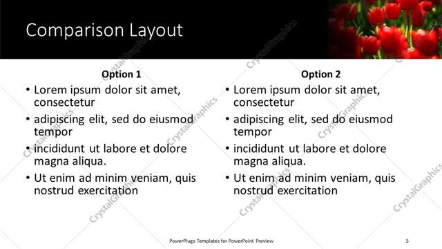 Comparison presentation slide layout