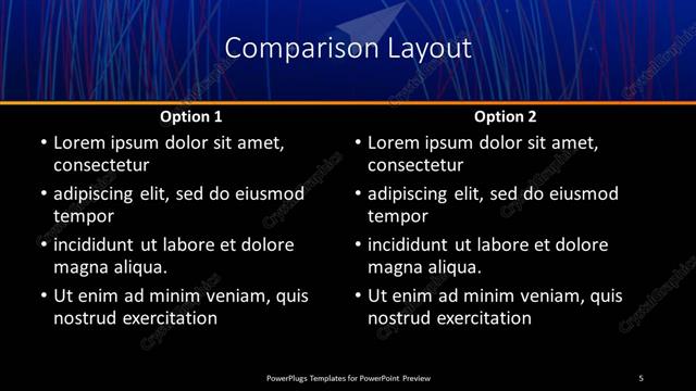 Comparison presentation slide layout