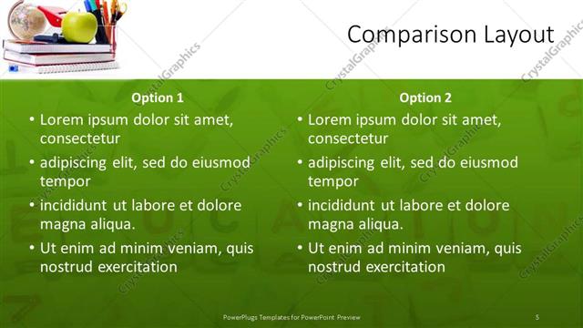 Comparison presentation slide layout