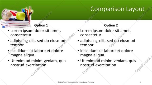 Comparison presentation slide layout