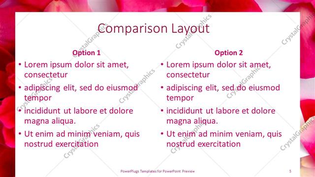 Comparison presentation slide layout