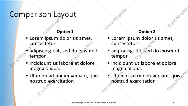 Comparison presentation slide layout