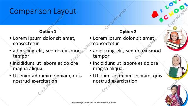 Comparison presentation slide layout