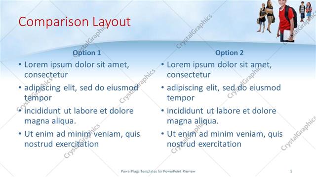 Comparison presentation slide layout