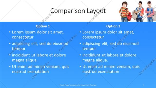 Comparison presentation slide layout