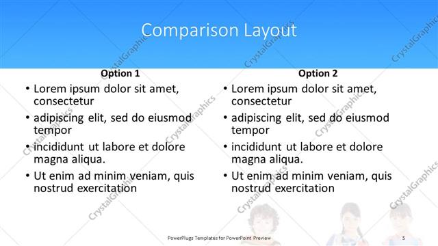 Comparison presentation slide layout