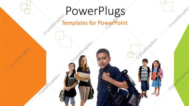  Presentation with school kids - A number of school going kids with white background