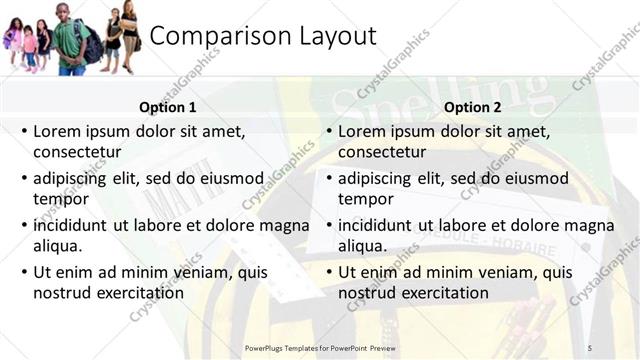 Comparison presentation slide layout