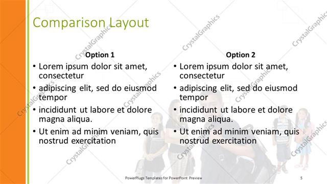 Comparison presentation slide layout