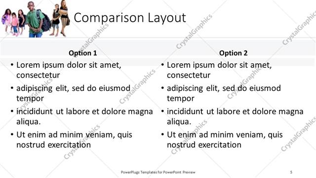 Comparison presentation slide layout
