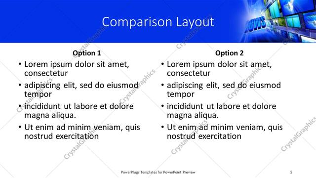 Comparison presentation slide layout