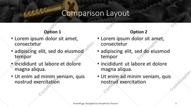 Comparison presentation slide layout
