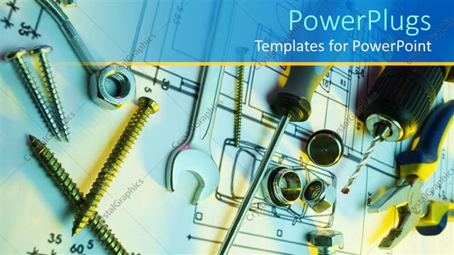  Presentation with drivers - A number of screws, screw drivers and nails placed on a piece of paper
