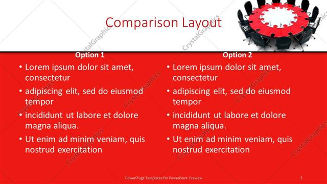 Comparison presentation slide layout