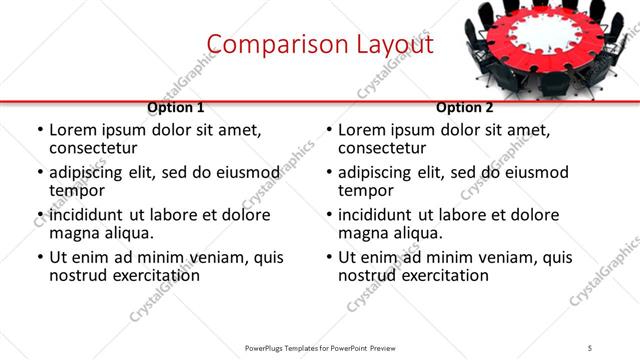 Comparison presentation slide layout