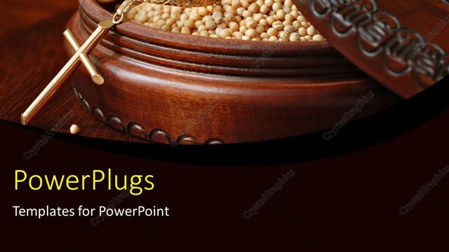  Presentation with seeds - A number of seeds with a cross and brownish background