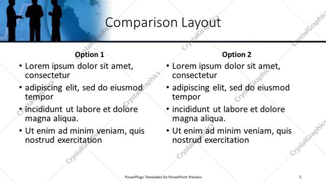 Comparison presentation slide layout