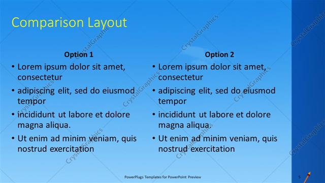 Comparison presentation slide layout