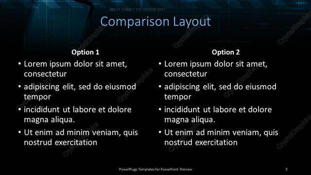 Comparison presentation slide layout