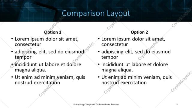 Comparison presentation slide layout